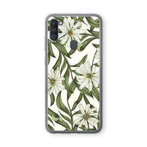 Wit bloemenpatroon: Samsung Galaxy A11 Transparant Hoesje