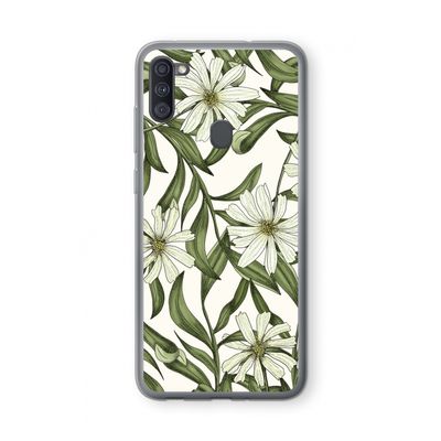 Wit bloemenpatroon: Samsung Galaxy A11 Transparant Hoesje