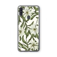 Wit bloemenpatroon: Samsung Galaxy A11 Transparant Hoesje