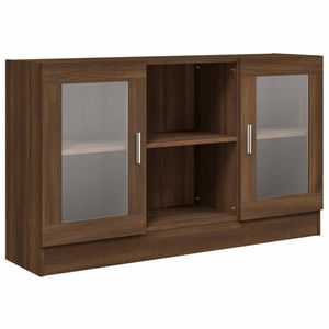 vidaXL Vitrinekast 120x30,5x70 cm bewerkt hout bruin eikenkleur