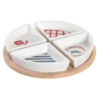 Set voor voorgerechtjes DKD Home Decor 21,5 x 21,5 x 1 cm Rood Blauw Wit Keramiek Mediterrane Huizen