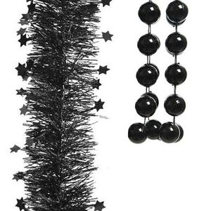 Kerstslingers set 3x stuks zwart - Kerstversiering