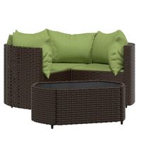 vidaXL 4-delige Loungeset met kussens poly rattan bruin