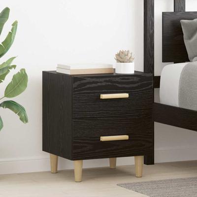 Bedkast 2 pcs Zwart eiken 40 x 35 x 47,5 cm Bewerkt hout