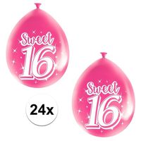 24x Roze Sweet 16 verjaardag ballonnen - thumbnail