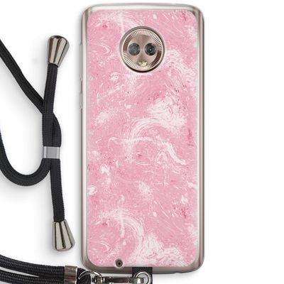 Abstract Painting Pink: Motorola Moto G6 Transparant Hoesje met koord