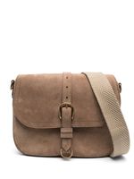 Golden Goose buckle-detail suede crossbody bag - Marron