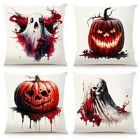 Halloween bloedige pompoen decoratieve toss kussens cover 1pc zachte vierkante kussenhoes kussensloop voor slaapkamer woonkamer slaapbank stoel Lightinthebox - thumbnail