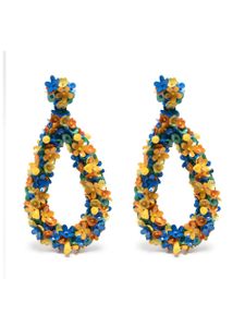 La DoubleJ boucles d'oreilles Confetti Macro Flower - Bleu