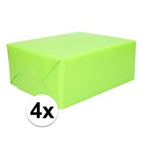 4x Cadeaupapier lime groen 200 cm   -