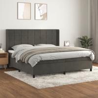 Boxspring met matras fluweel donkergrijs 200x200 cm