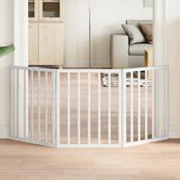 VidaXL Hondenhek inklapbaar 3 panelen 150 cm populierenhout wit