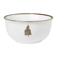 Schaaltje met gouden kerstboom - wit - ø13.5x6.5 cm - thumbnail