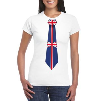 Engels thema shirt - Wit t-shirt - met Engeland vlag stropdas - dames - supporters