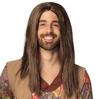 Verkleedpruik Dude voor heren - bruin - Hippie/Sixties/Zwerver - Carnaval - lang haar