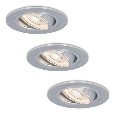 Set van 3 Chandler LED inbouwspots - 3,8W 270lm - GU10 LED Module - 4000K neutraal wit - Dimbaar - Kantelbaar - IP20 voor binnen - RVS