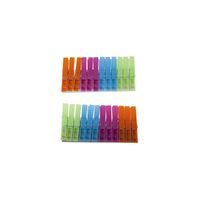 24x Wasgoedknijpers / wasknijpers in verschillende kleuren - Knijpers