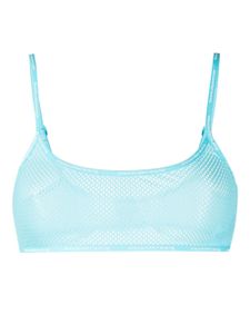 Alexander Wang brassière en résille à bande logo - Bleu