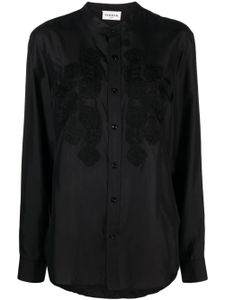 P.A.R.O.S.H. chemise en soie à fleurs brodées - Noir