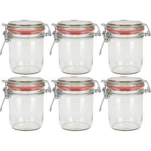 6x weckpot/inmaakpot - glas - 300 ml - met beugelsluiting - transparant