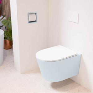 Wandcloset Mondiaz Lavie | Zonder spoelrand | Incl.Toiletzitting-Talc | Keramiek | Clay (licht grijs)