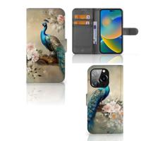 Telefoonhoesje | Met pasjeshouder | voor iPhone 14 Pro Vintage Pauwen