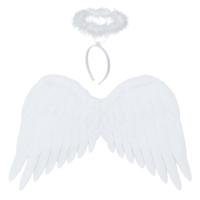 Ruhhy verkleedaccessoires Engel - wit - vleugels - 50 x 35 cm - diadeem