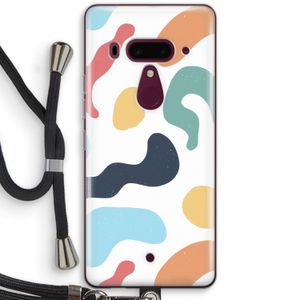Memphis Shapes Blue: HTC U12+ Transparant Hoesje met koord
