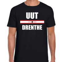 Uut Drenthe met vlag Drenthe t-shirts Drents dialect zwart voor heren - thumbnail