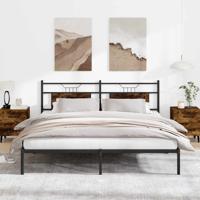 Bedframe zonder matras 183x213 cm spaanplaat gerookt eiken