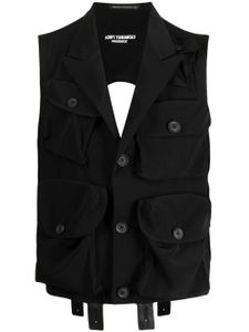 Yohji Yamamoto gilet boutonné à revers pointus - Noir