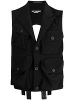 Yohji Yamamoto gilet boutonné à revers pointus - Noir - thumbnail