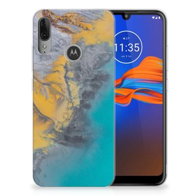 Motorola Moto E6 Plus | TPU | Siliconen hoesje | Marble Blue Gold