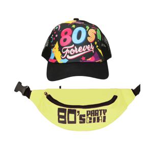 Foute 80s/90s party verkleed set - dames - pet en heuptasje - jaren 80/90 verkleed accessoires