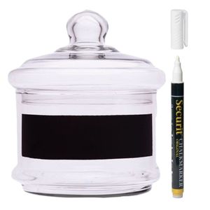 Glazen krijt voorraadpot snoeppot 15 x 15 cm met krijtstift