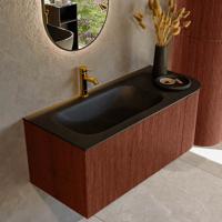 Badmeubel Mondiaz Kurve | 105 cm cm | Meubelkleur Ruby | Wastafelkleur Urban | Solid surface | Wasbak links zijde spoelbak | 1 kraangat