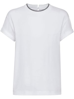 Brunello Cucinelli t-shirt à détails contrastants - Blanc