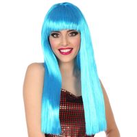 Verkleedpruik voor dames met lang stijl haar - Blauw - Carnaval/party - thumbnail