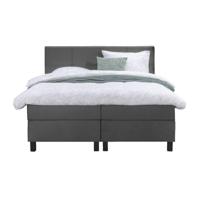 Leen Bakker - Boxspring Liv Geblokt - 180x200 Cm - Vierkante Poot - Stof/Velvet - Grijs