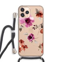 Geschilderde bloemen: iPhone 11 Pro Transparant Hoesje met koord