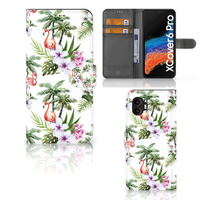 Samsung Galaxy Xcover 6 Pro Telefoonhoesje met Pasjes Flamingo Palms