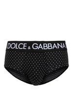 Dolce & Gabbana slip imprimé à taille à logo - Noir