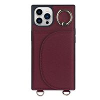 iPhone 12 Pro hoesje - Backcover - Pasjeshouder - Portemonnee - Ringhouder - Koord - Kunstleer - Bordeaux Rood