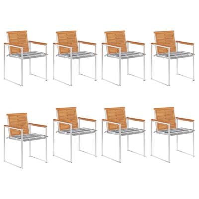 Tuinstoelen 8 st met kussens massief acaciahout