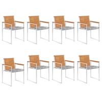 Tuinstoelen 8 st met kussens massief acaciahout