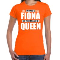 Naam cadeau t-shirt my name is Fiona - but you can call me Queen oranje voor dames
