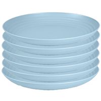 Rond bord/camping bord - 6x - D25 cm - ijsblauw - kunststof - onbreekbaar