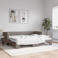 Slaapbank met onderschuifbed 80x200 cm stof taupe