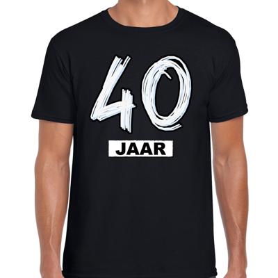 Leeftijd 40 jaar - verjaardag cadeau t-shirt - zwart - voor heren - korte mouwen - katoen