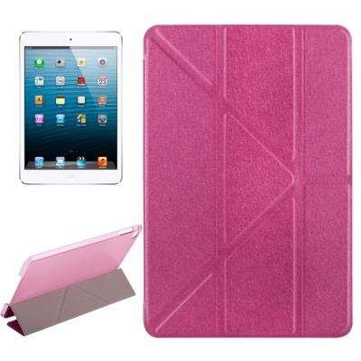 Transformers stijl zijde textuur horizontale Flip effen kleur lederen draagtas met houder voor iPad mini 2019 (magenta)